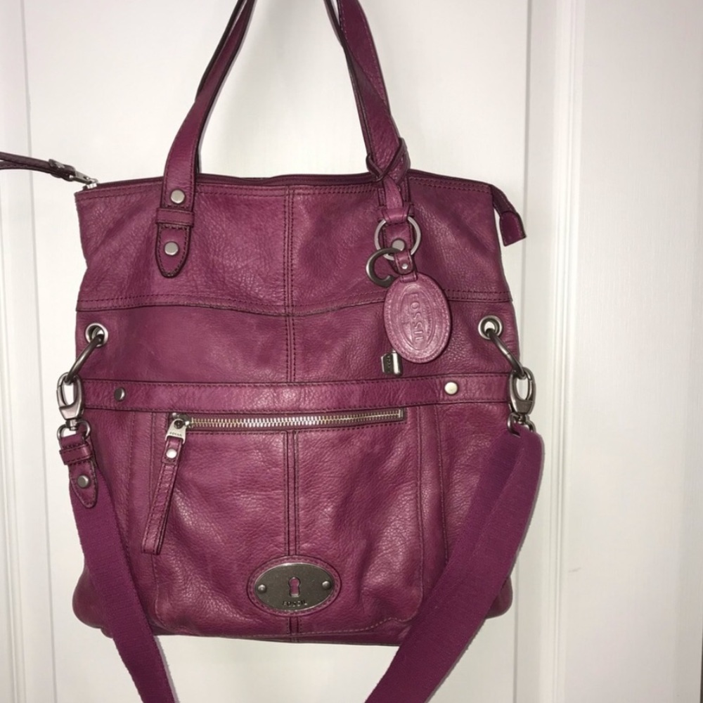 Large Magenta Fossil Bag